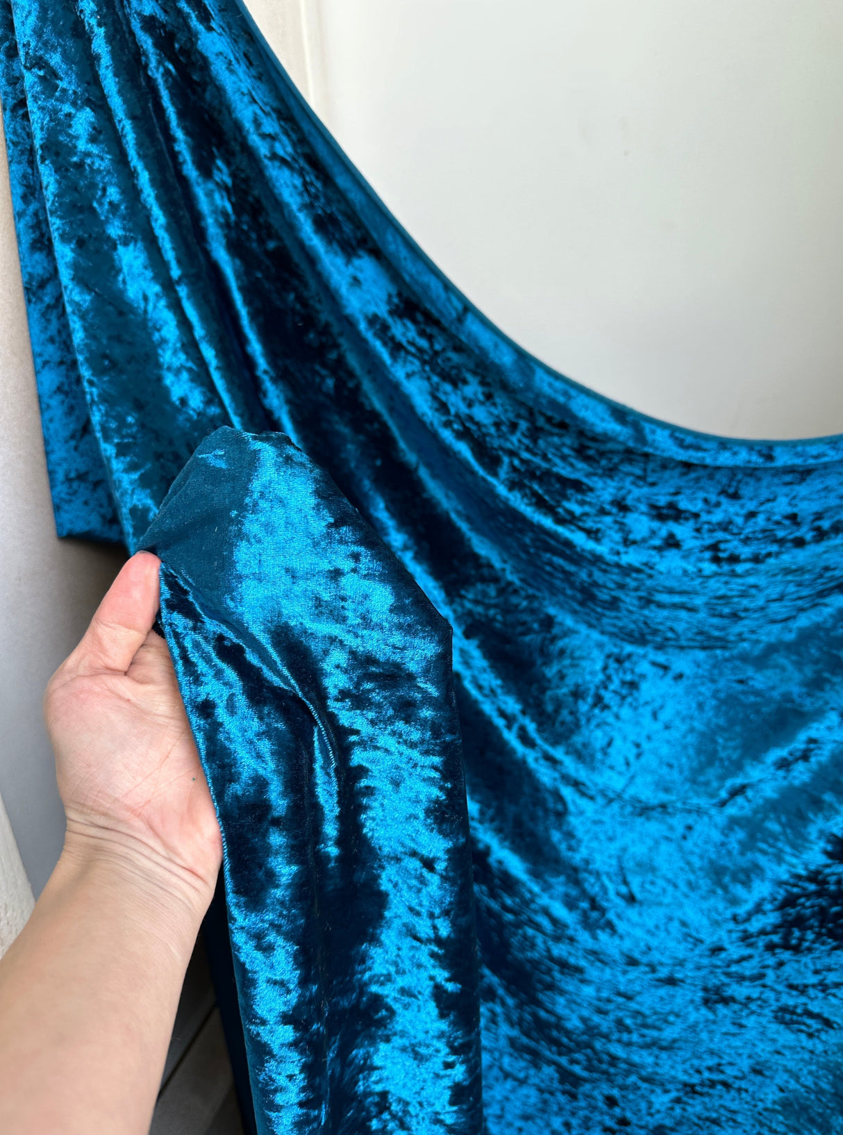 Stretch Crushed Velvet Teal Blue