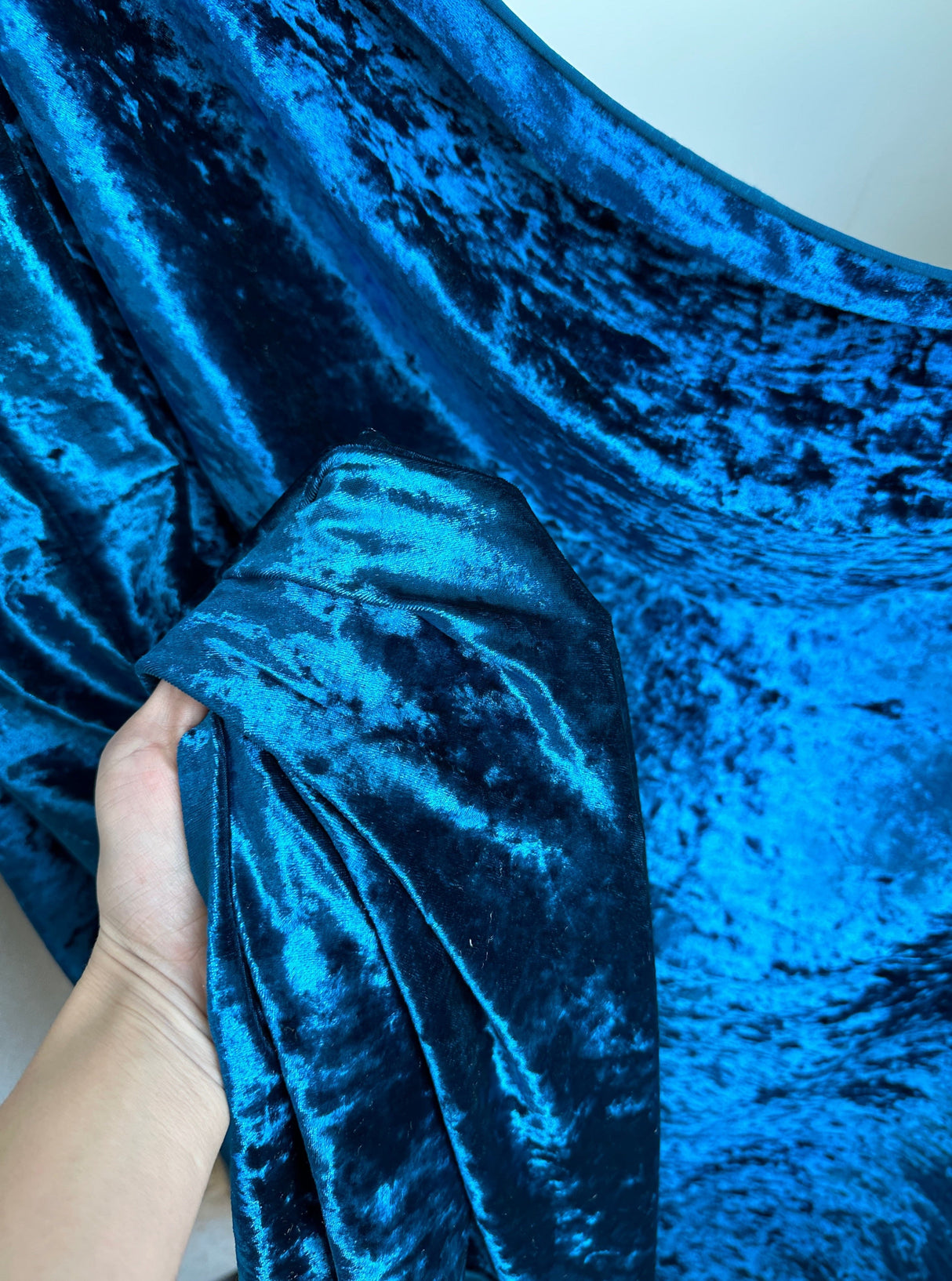 Stretch Crushed Velvet Teal Blue
