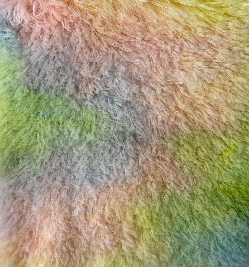 Faux Fur Fabric Rainbow Multi Color Dye