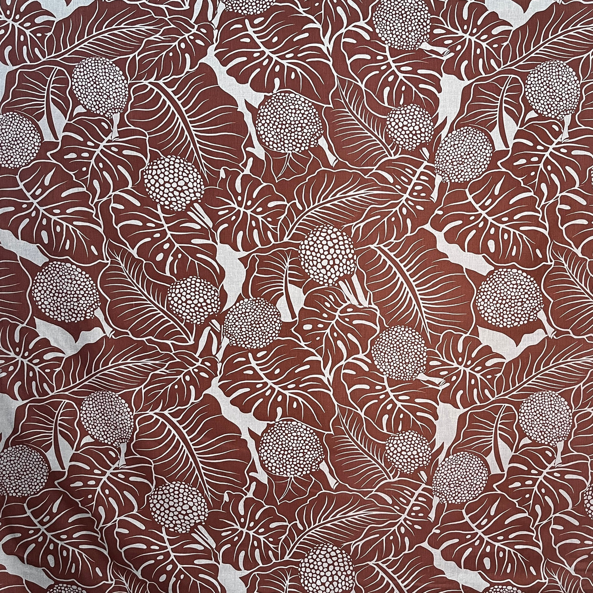 Cotton Polyester Chambray Denim Look Tropical Leaf Fabric