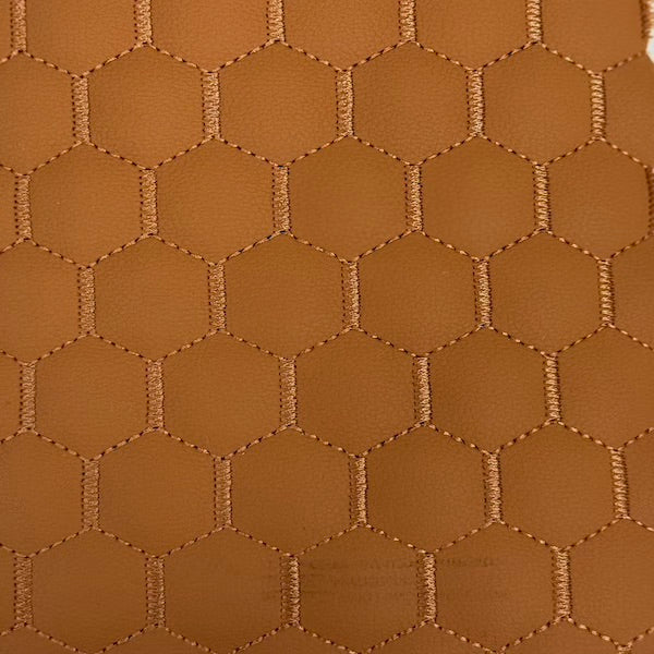 Honeycomb Hexagon Quilted Foam Backed Faux Leather Vinyl Fabric - Quilted Honeycomb Hexagon Pattern, 54" Width (1 Yard)