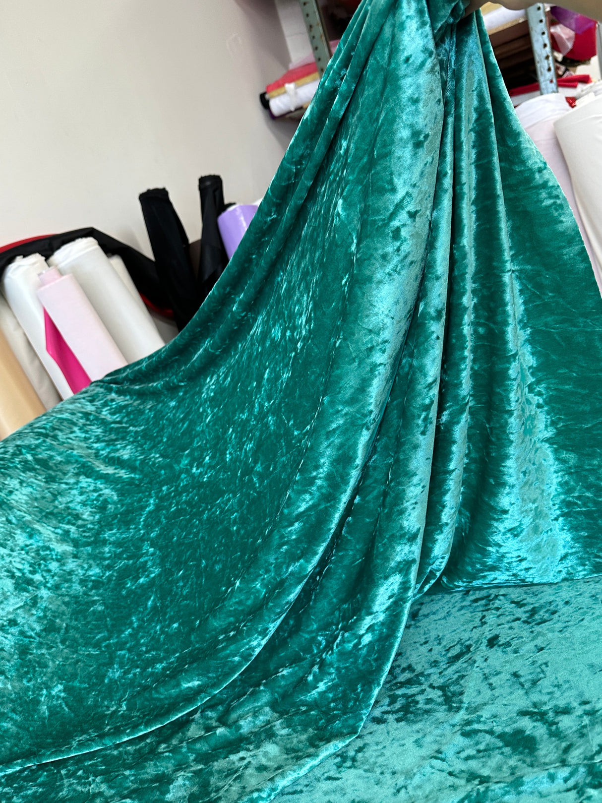 Stretch Crushed Velvet Jade