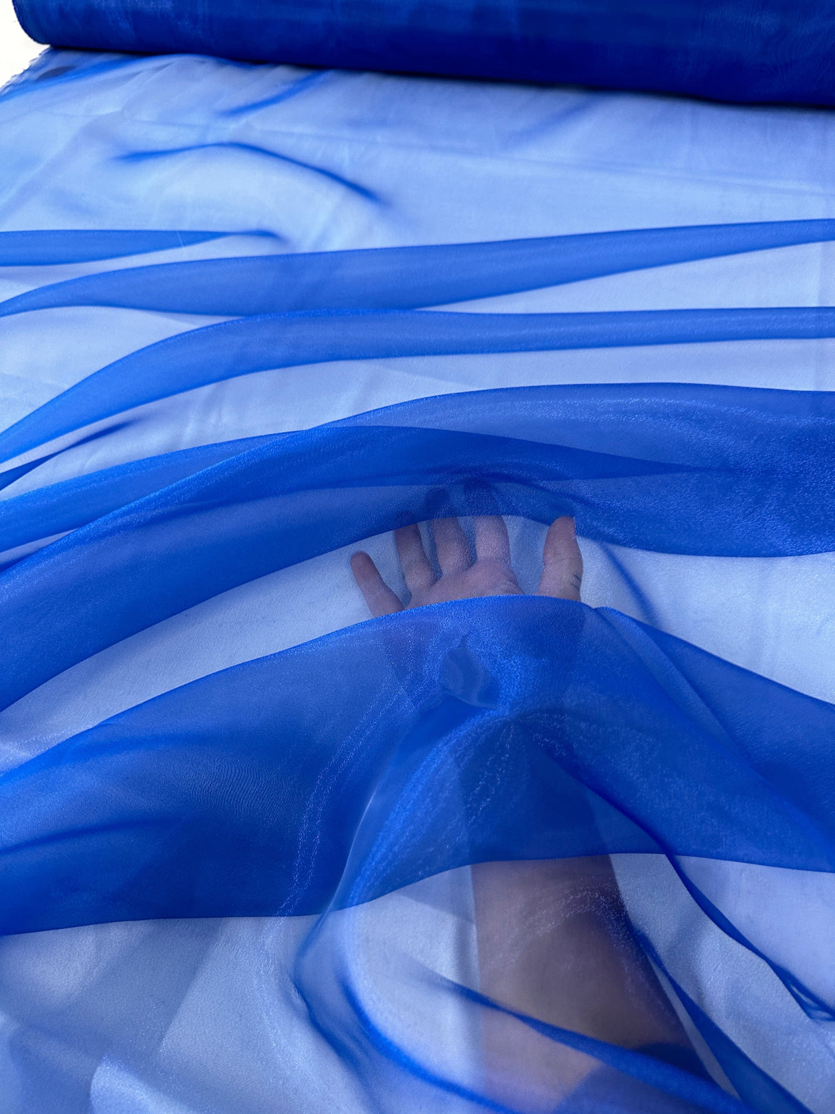 Sheer Crystal Organza Royal Blue