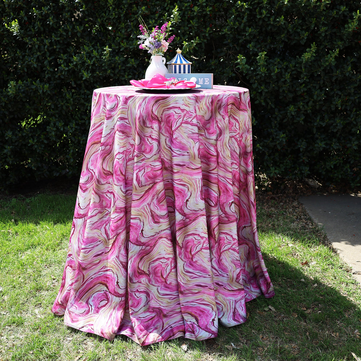 Round Scuba Tablecloth 120" Agate Pink