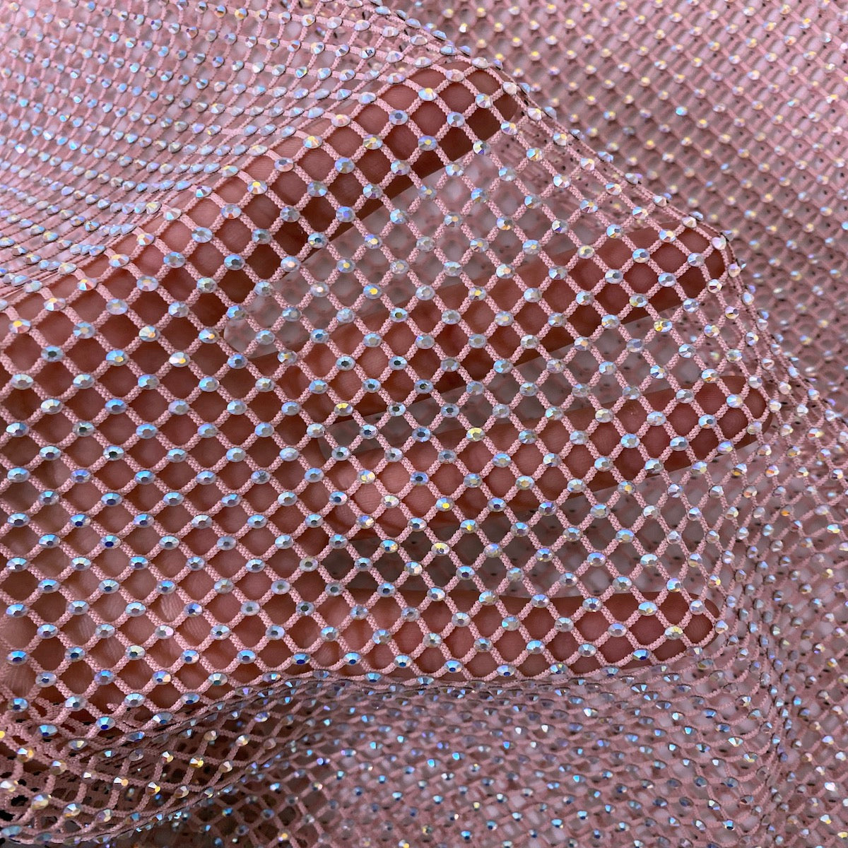 Rhinestone Fishnet Lace Fabric