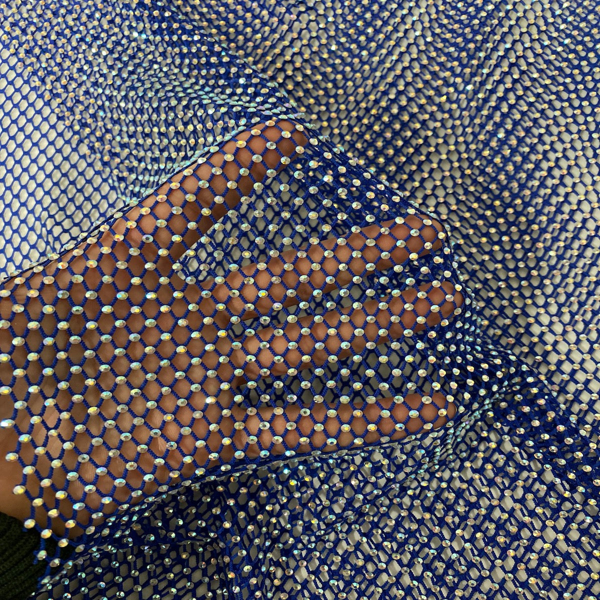 Rhinestone Fishnet Lace Fabric