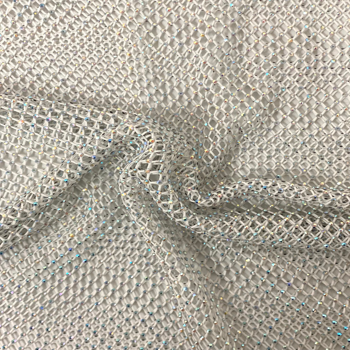 Rhinestone Fishnet Lace Fabric