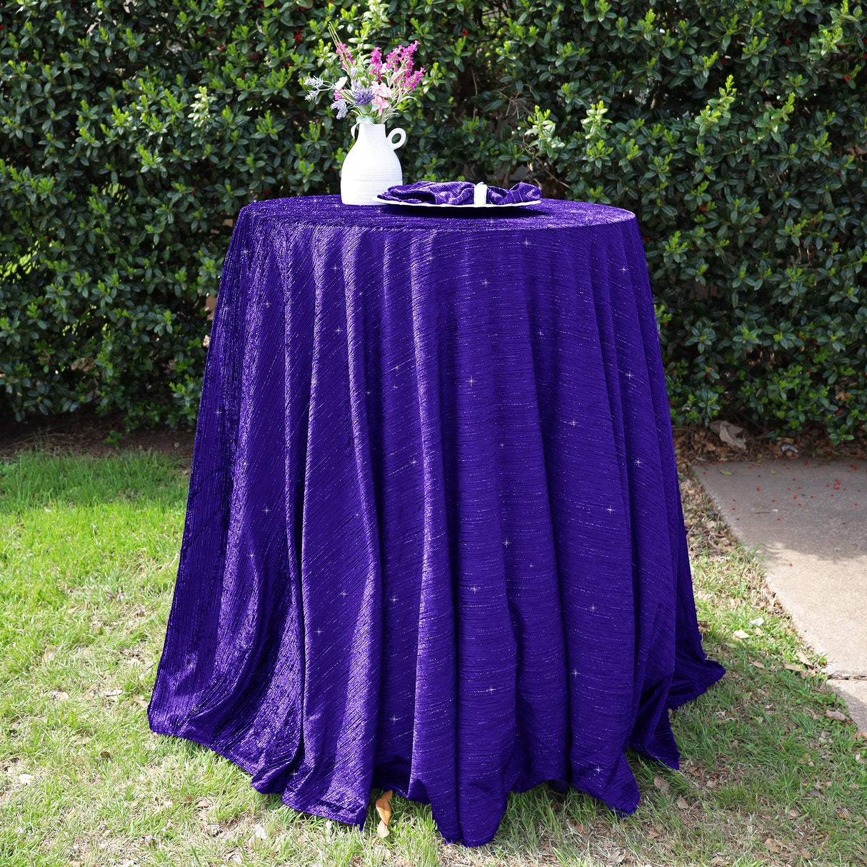 Round Velvet Tablecloth 120 Seamless Regency Purple