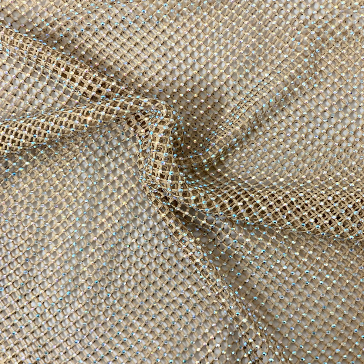 Rhinestone Fishnet Lace Fabric