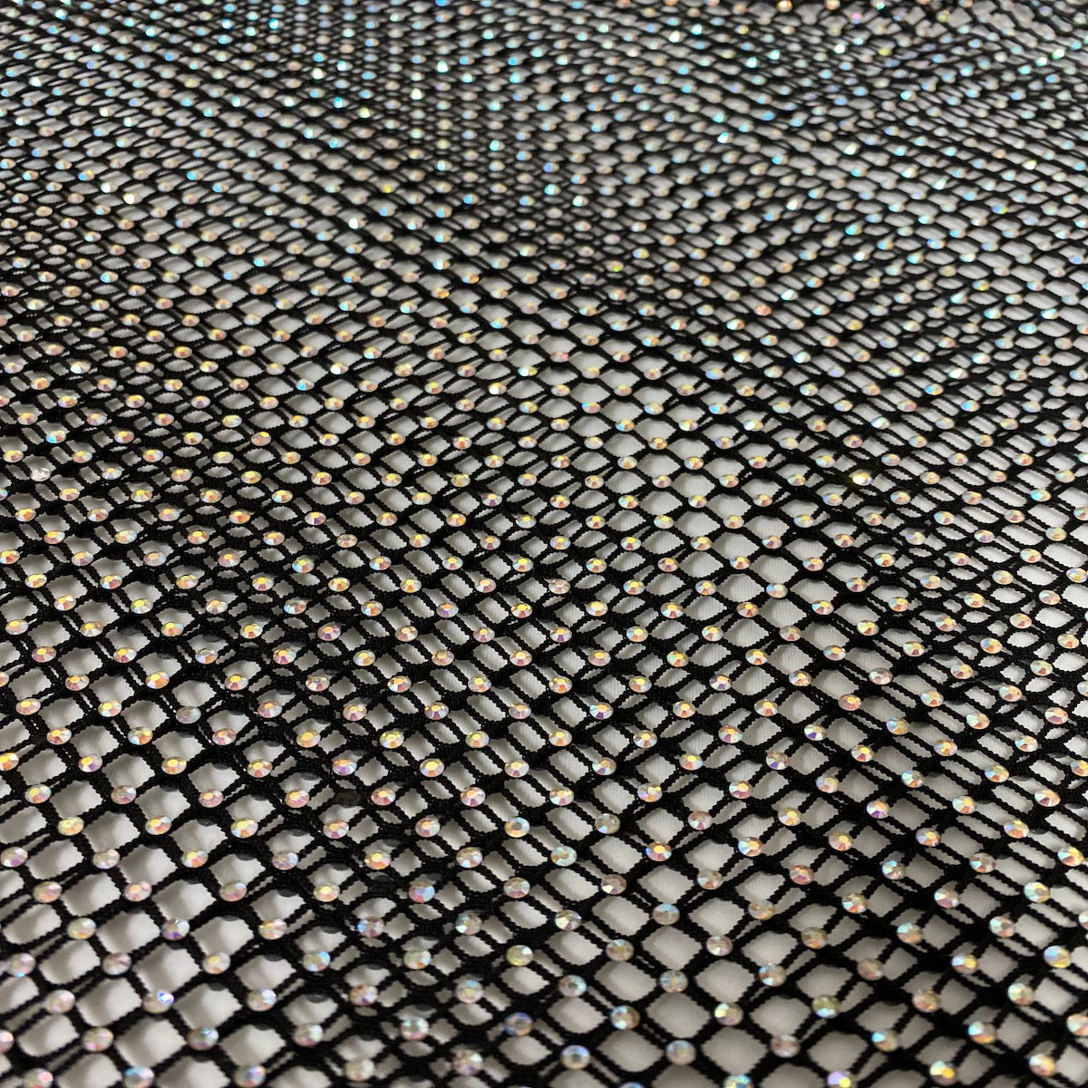 Rhinestone Fishnet Lace Fabric