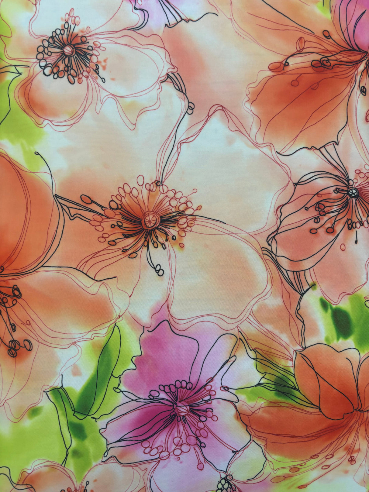 Pastel Floral Print Polyester Spandex Fabric - Pastel Floral Print, 58"/60" Width (1 Yard)