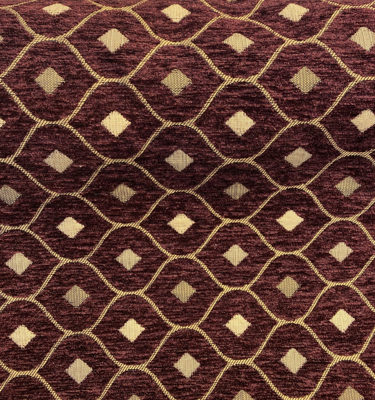 Mercedes Wine Damask Chenille Fabric - Wine Damask, 56" Width (1 Yard)