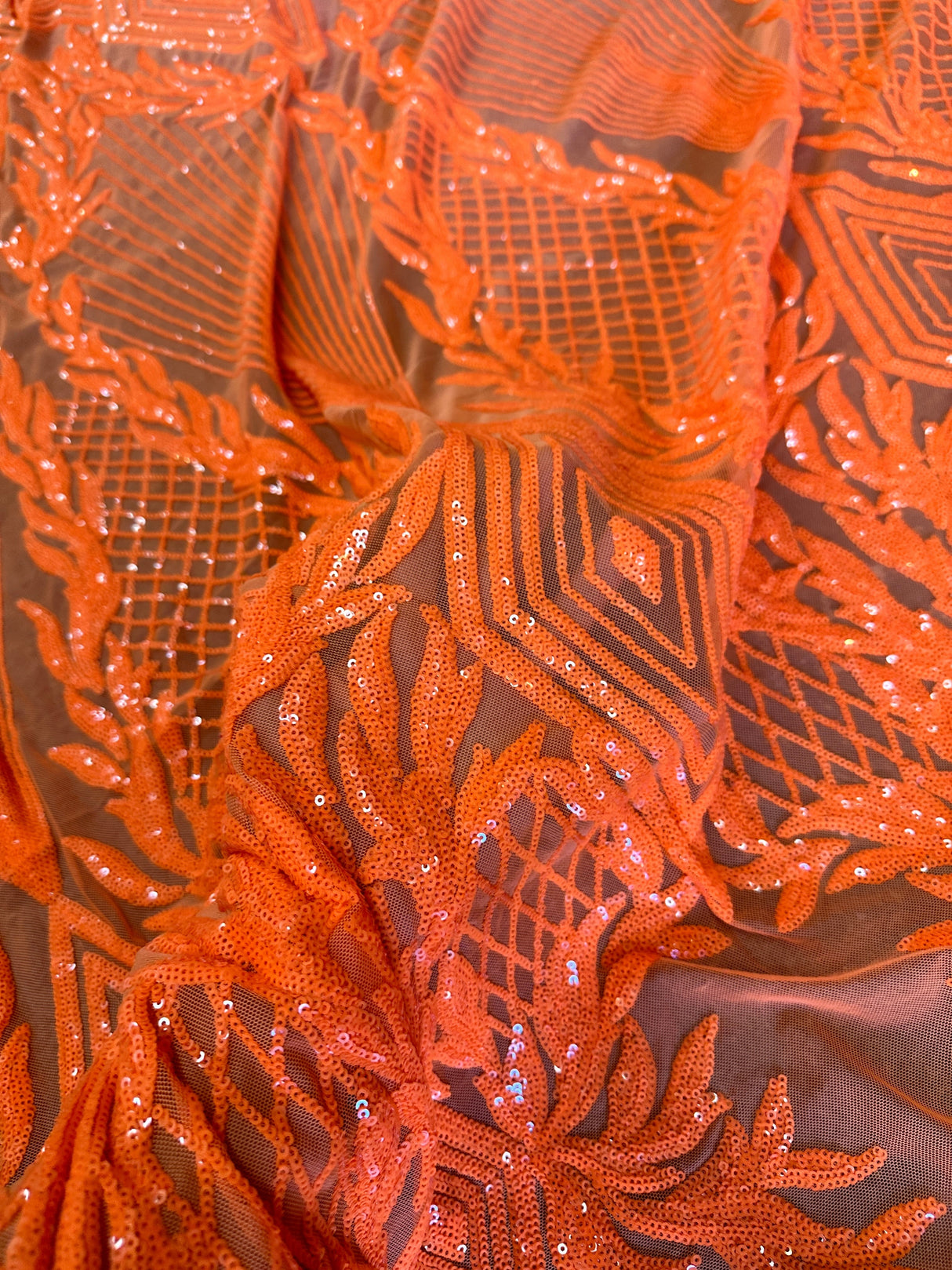 Stretch Sequin Mesh Orange