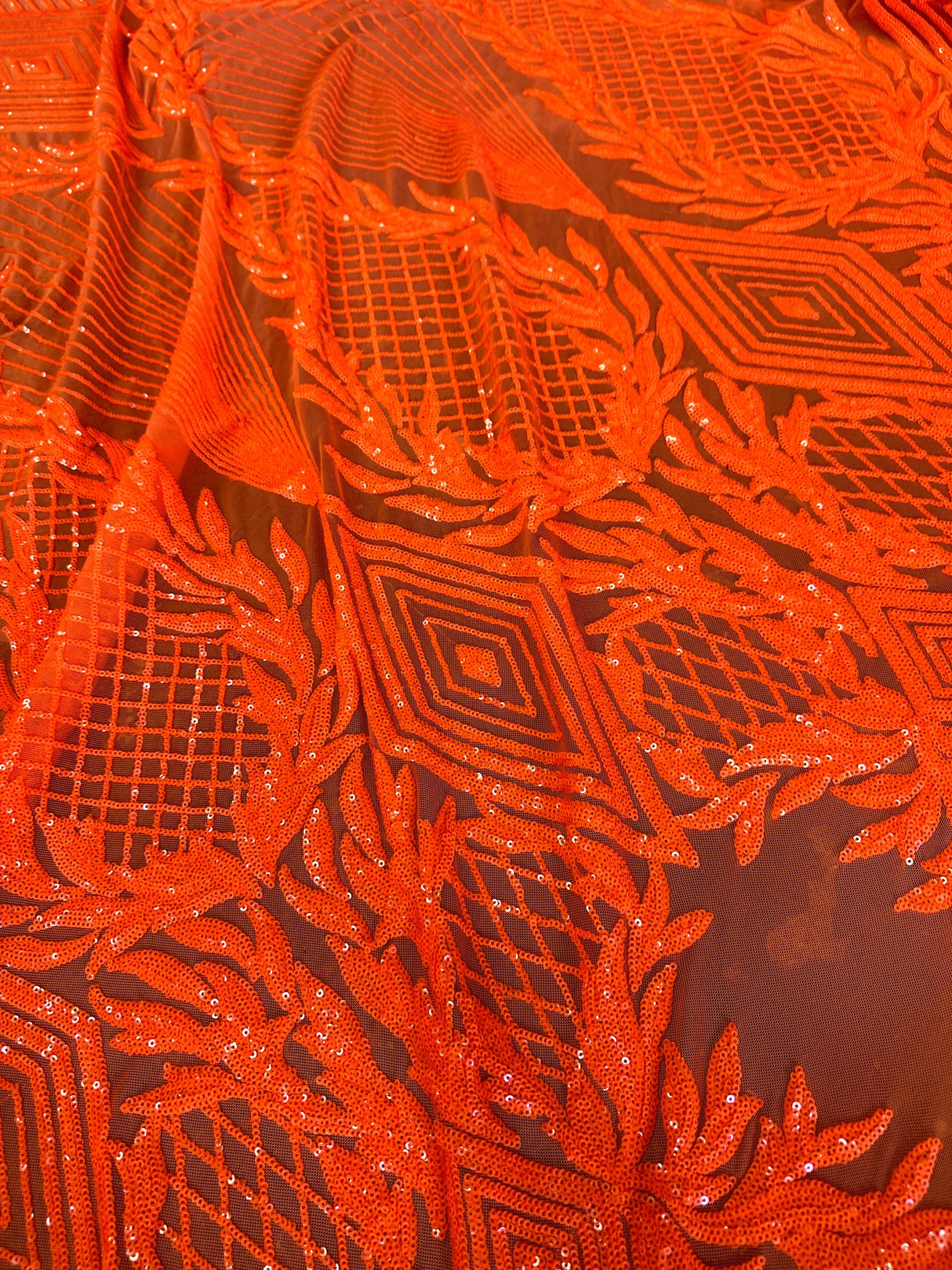 Stretch Sequin Mesh Orange