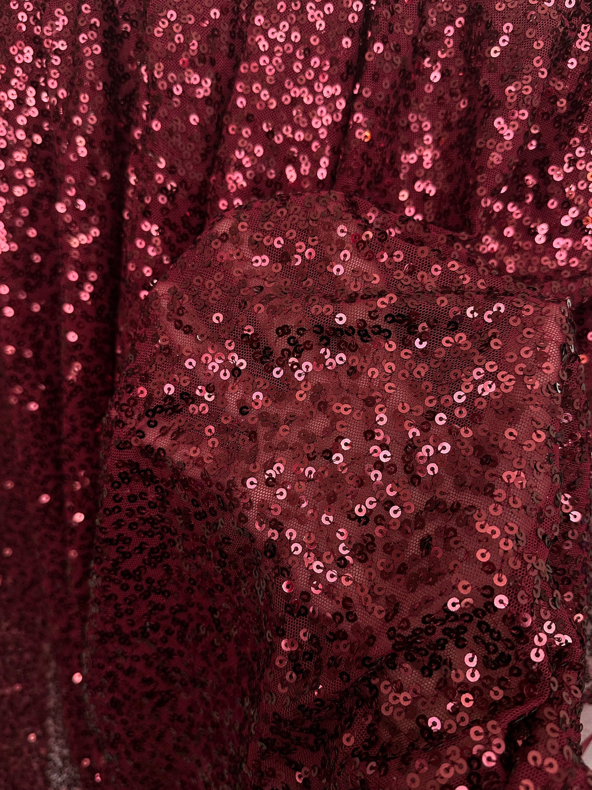 Stretch Sequin Mesh Burgundy