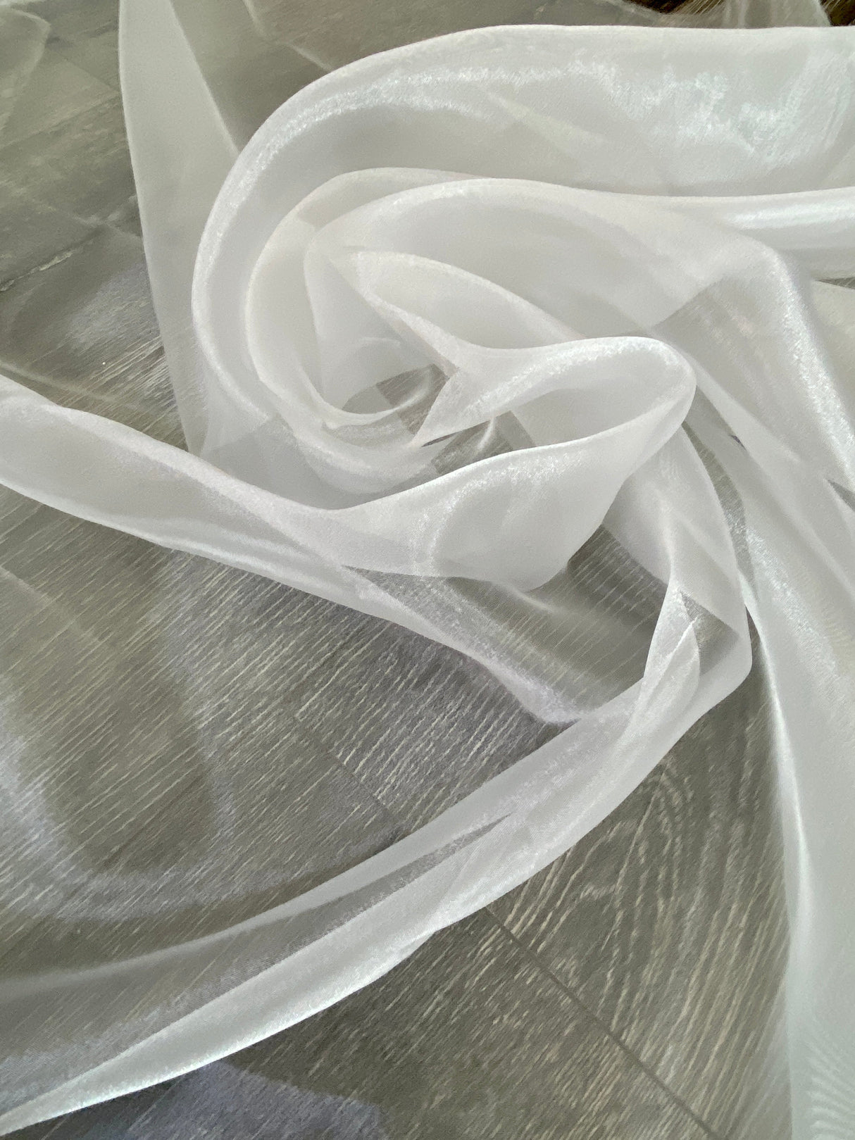 Shimmering White Crystal Organza