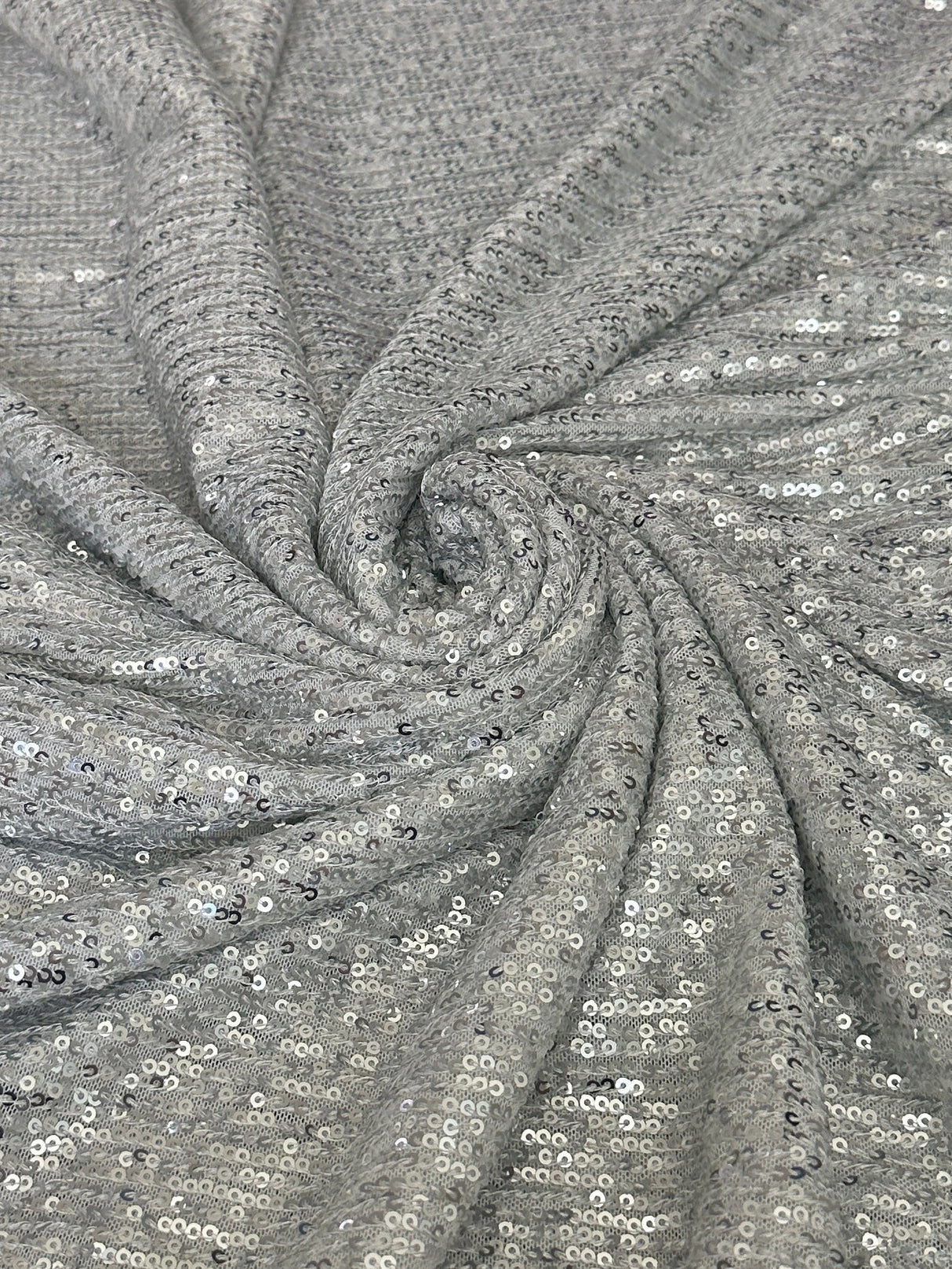 Stretch Sequin on White Mesh