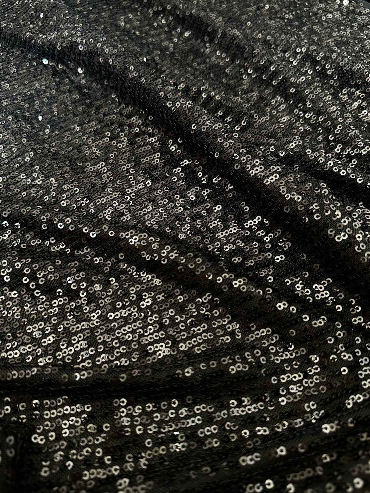 Stretch Sequin on Mesh Black