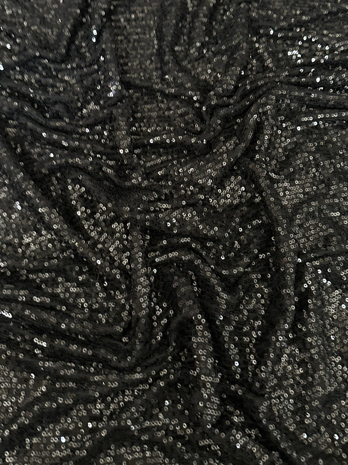 Stretch Sequin on Mesh Black
