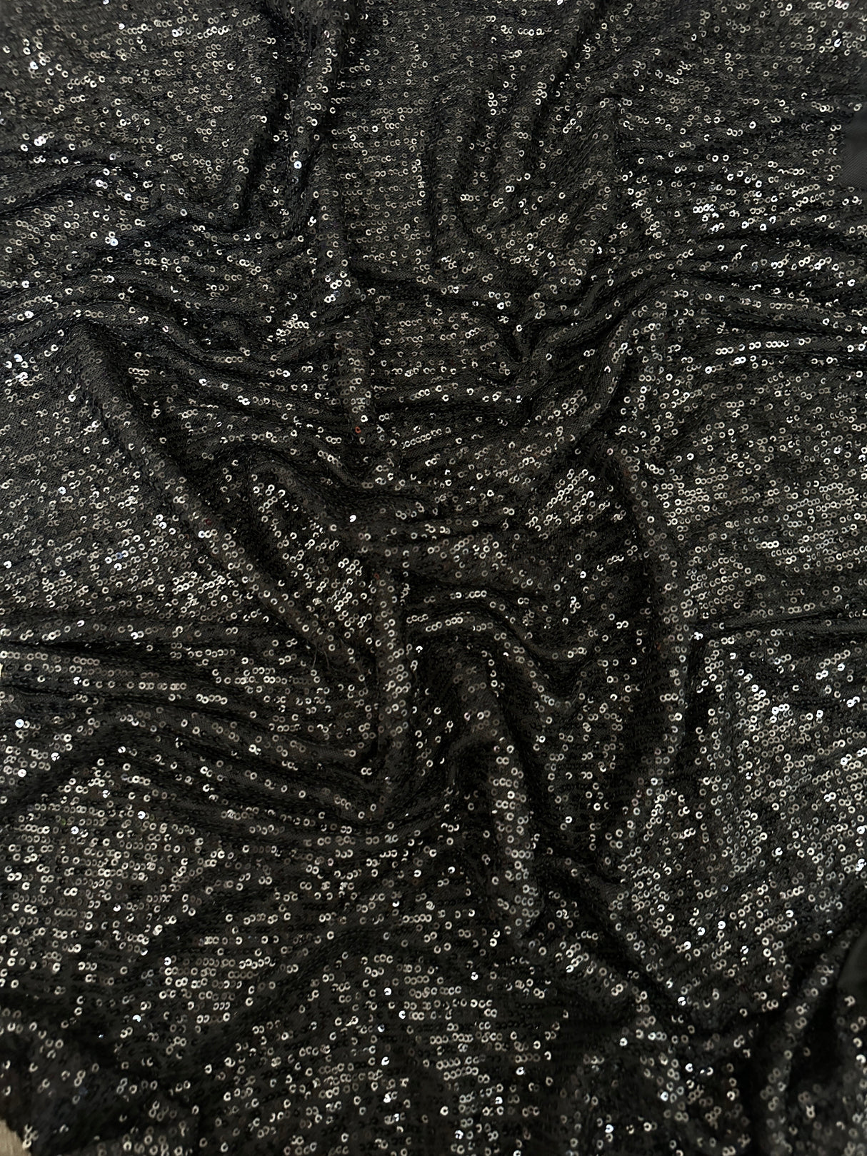 Stretch Sequin on Mesh Black