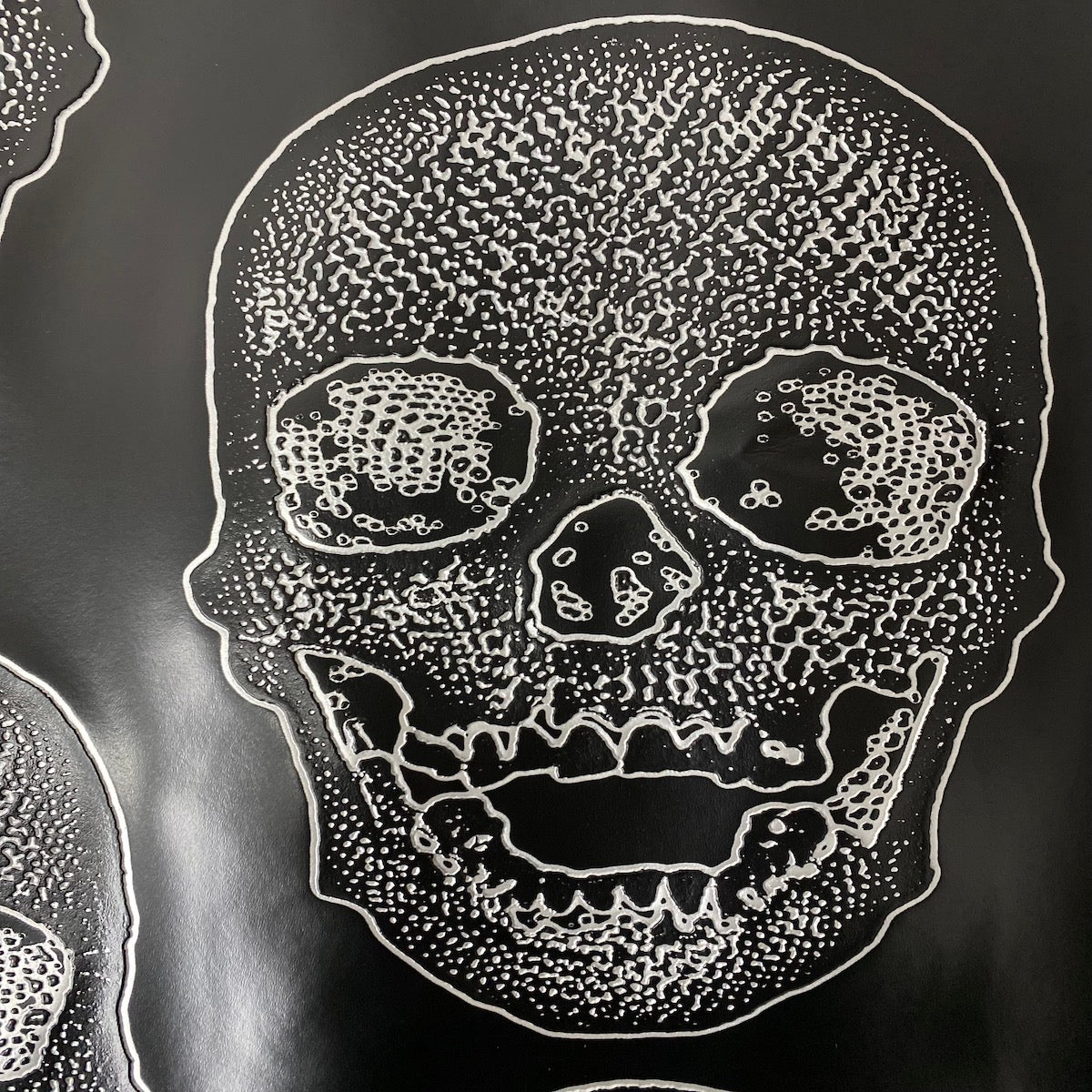 Skeleton Skull Vinyl Fabric - Black, Skull Pattern, 54" Width (1 Yard)
