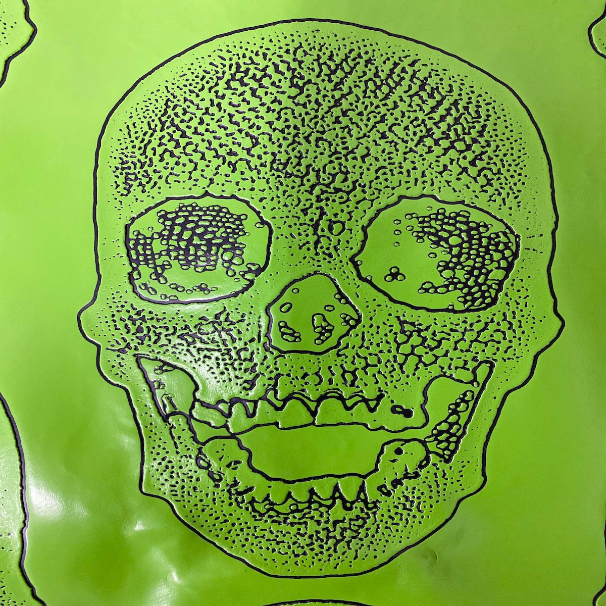 Skeleton Skull Vinyl Fabric - Black, Skull Pattern, 54" Width (1 Yard)