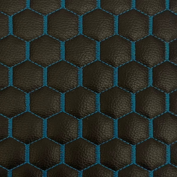 Honeycomb Hexagon Quilted Foam Backed Faux Leather Vinyl Fabric - Quilted Honeycomb Hexagon Pattern, 54" Width (1 Yard)