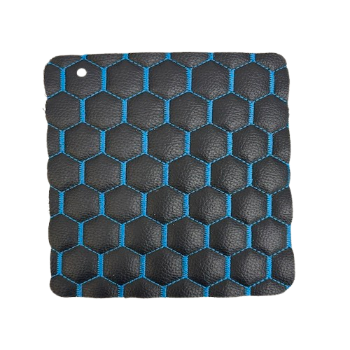 Honeycomb Hexagon Quilted Foam Backed Faux Leather Vinyl Fabric - Quilted Honeycomb Hexagon Pattern, 54" Width (1 Yard)
