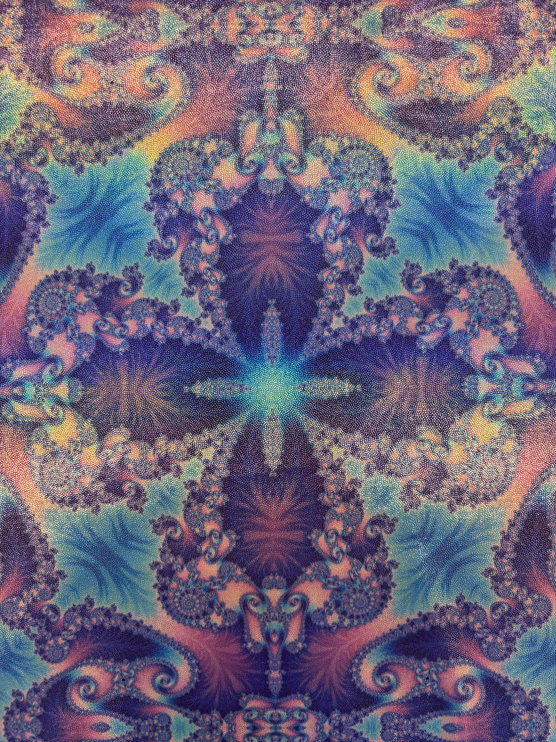 .1 Yard Mandella Art Holographic Mystique Spandex 4?way Stretch Fabric Dancewear Costumes 60" Width