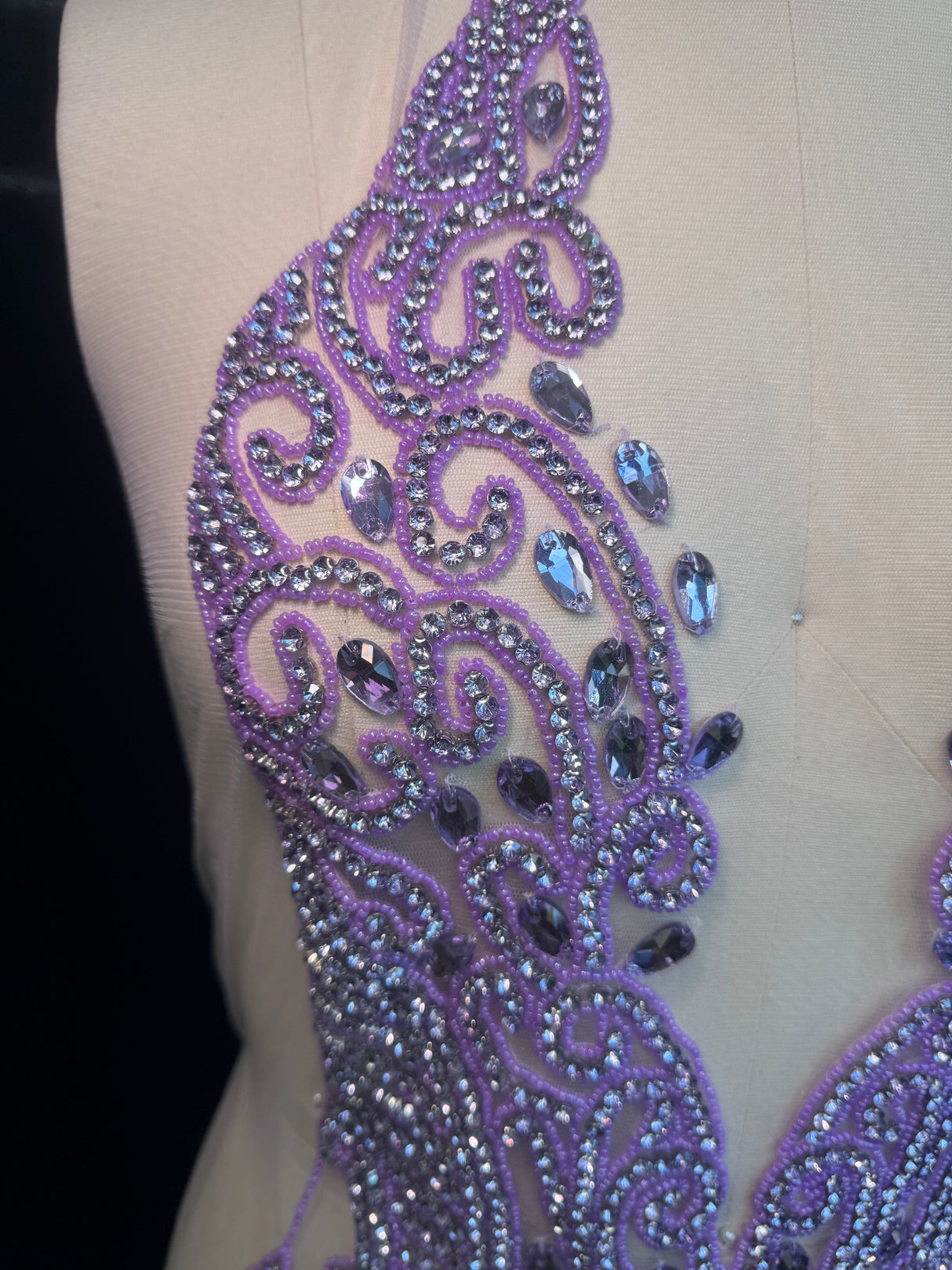 Lavender Rhinestone Bodice Applique