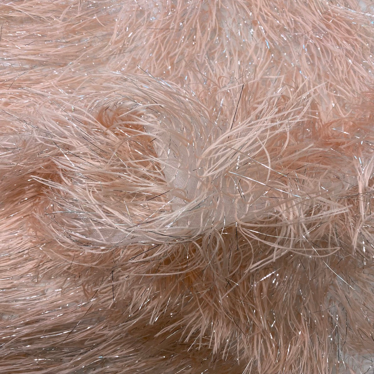 Metallic Faux Fur Tinsel Ostrich Feather Polyester Fabric - Metallic Faux Ostrich Feather, 54" Width (1 Yard)