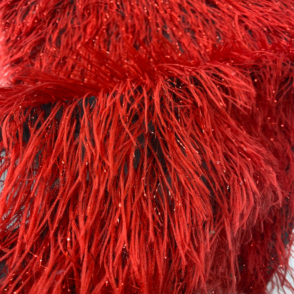 Metallic Faux Fur Tinsel Ostrich Feather Polyester Fabric - Metallic Faux Ostrich Feather, 54" Width (1 Yard)