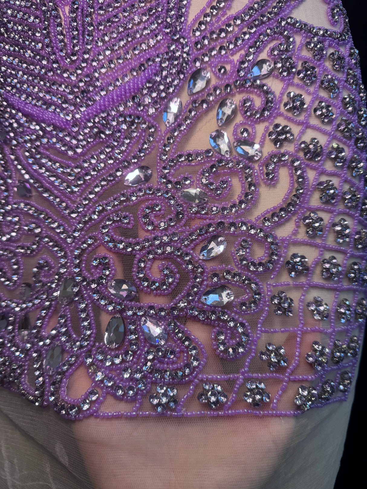 Lavender Rhinestone Bodice Applique