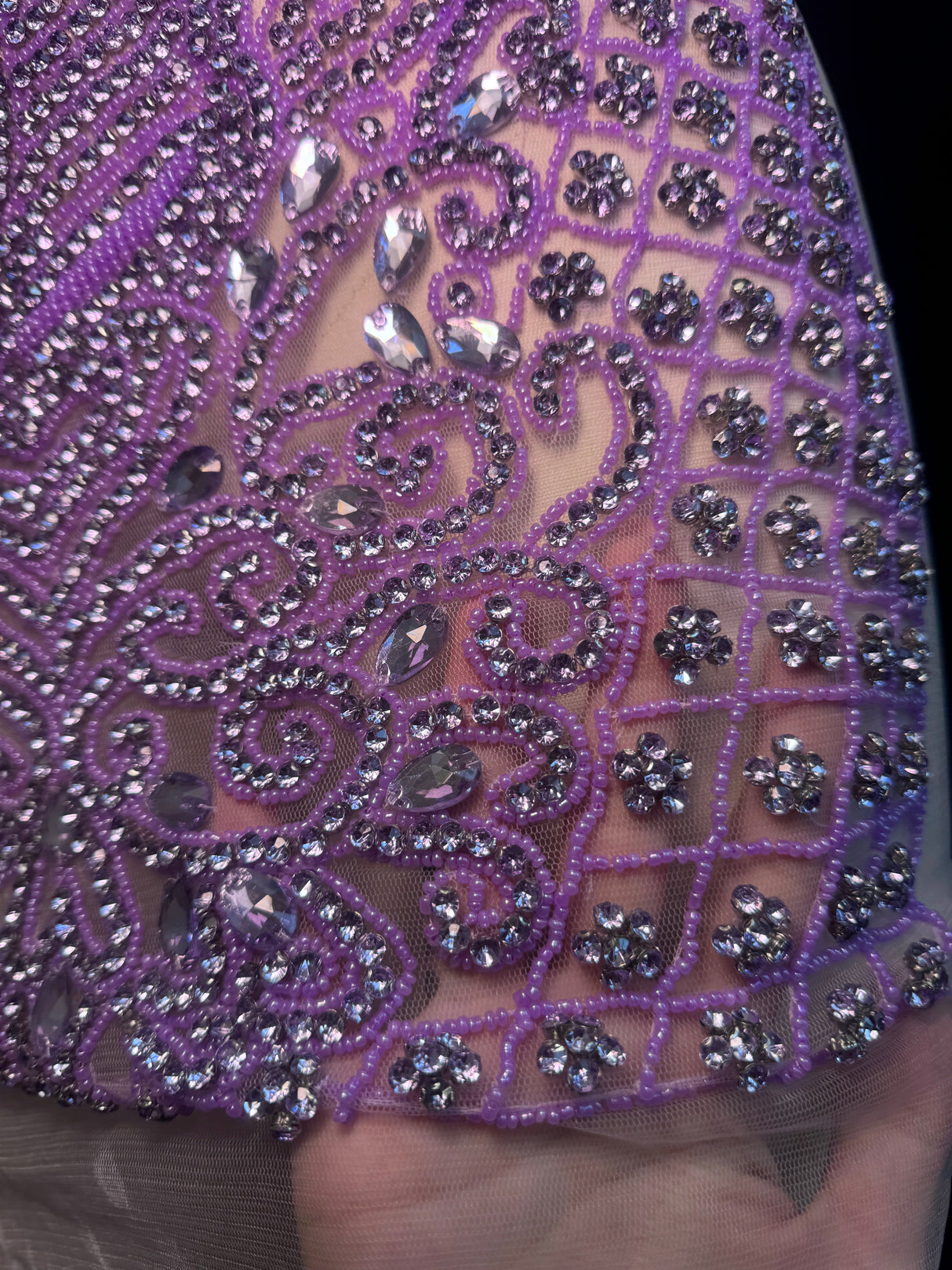 Lavender Rhinestone Bodice Applique
