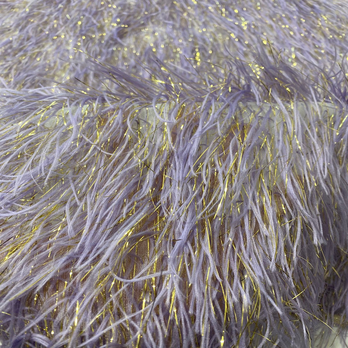 Metallic Faux Fur Tinsel Ostrich Feather Polyester Fabric - Metallic Faux Ostrich Feather, 54" Width (1 Yard)