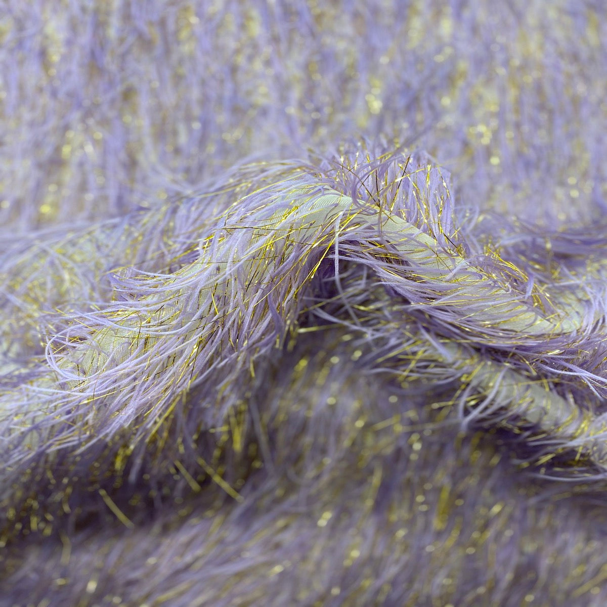 Metallic Faux Fur Tinsel Ostrich Feather Polyester Fabric - Metallic Faux Ostrich Feather, 54" Width (1 Yard)