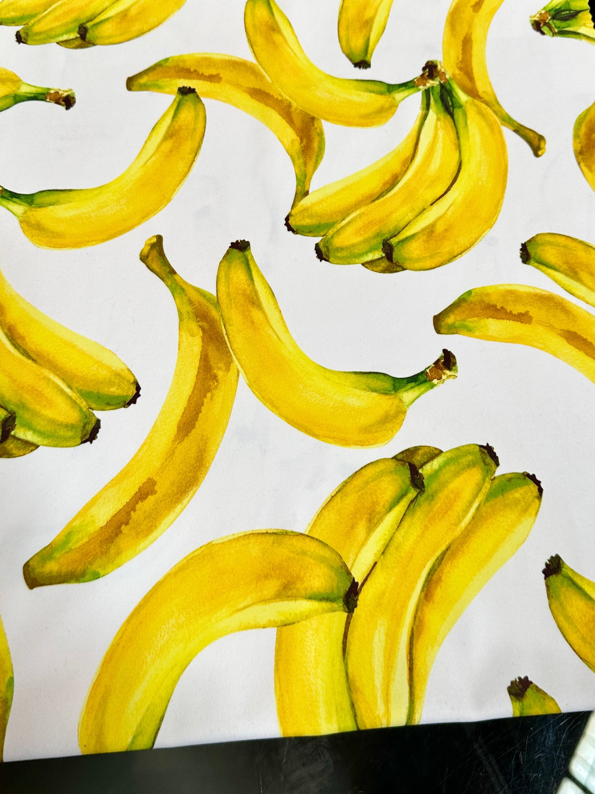 Printed Nylon Spandex Banana White