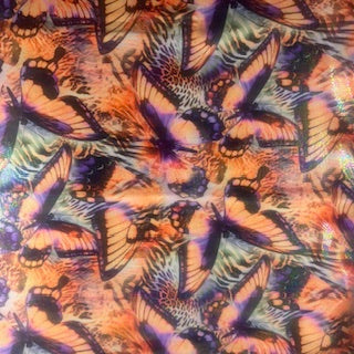Polyester Spandex Butterfly Foil Print Fabric