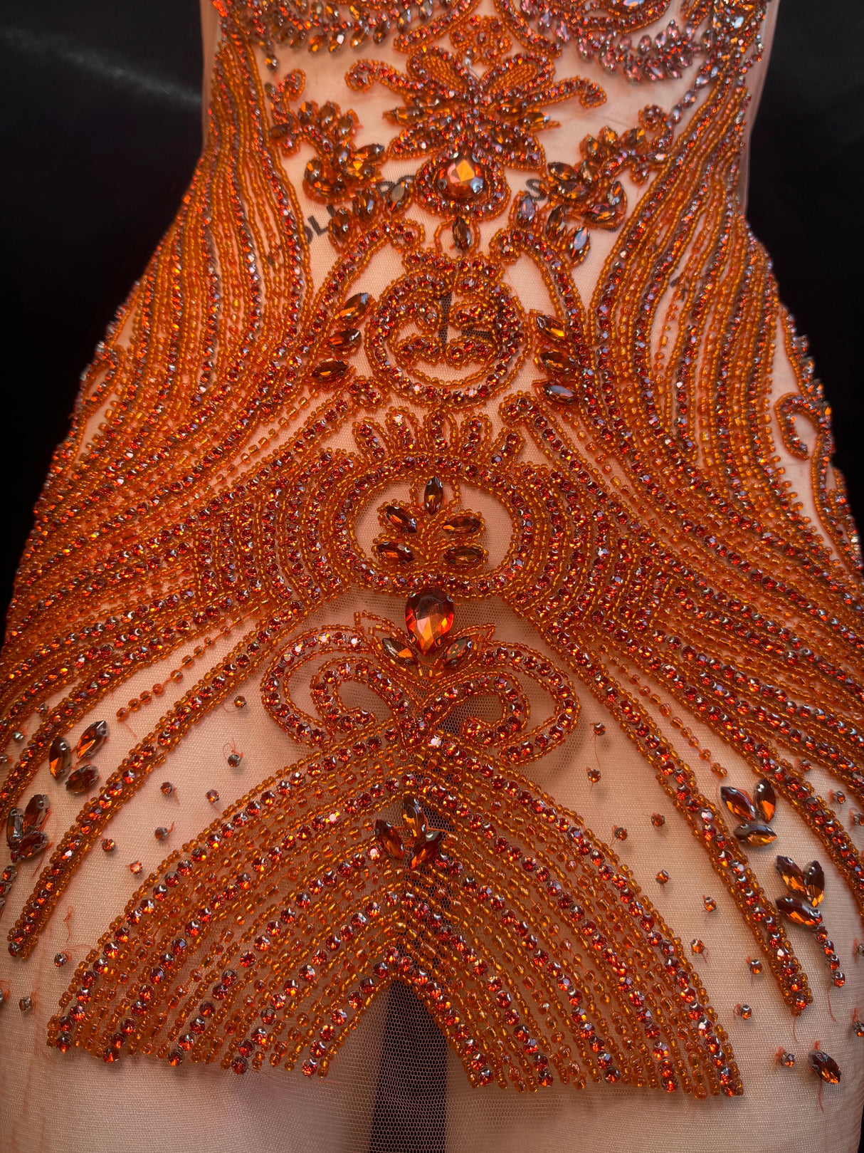 Orange Rhinestone Bodice Applique