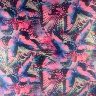 Polyester Spandex Butterfly Foil Print Fabric