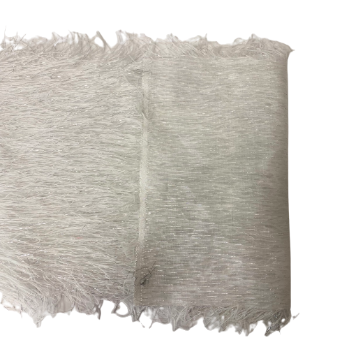 Metallic Faux Fur Tinsel Ostrich Feather Polyester Fabric - Metallic Faux Ostrich Feather, 54" Width (1 Yard)