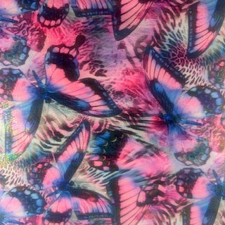 Polyester Spandex Butterfly Foil Print Fabric