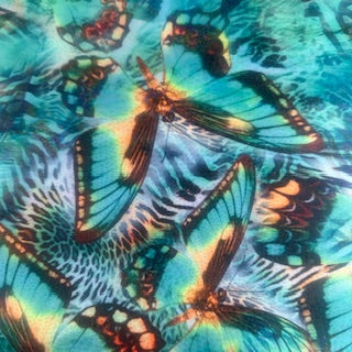 Polyester Spandex Butterfly Foil Print Fabric