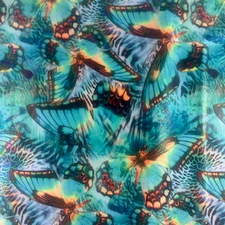 Polyester Spandex Butterfly Foil Print Fabric