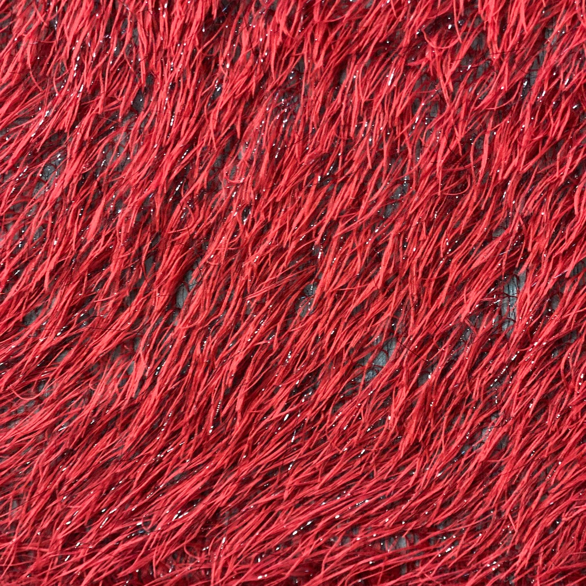 Metallic Faux Fur Tinsel Ostrich Feather Polyester Fabric - Metallic Faux Ostrich Feather, 54" Width (1 Yard)