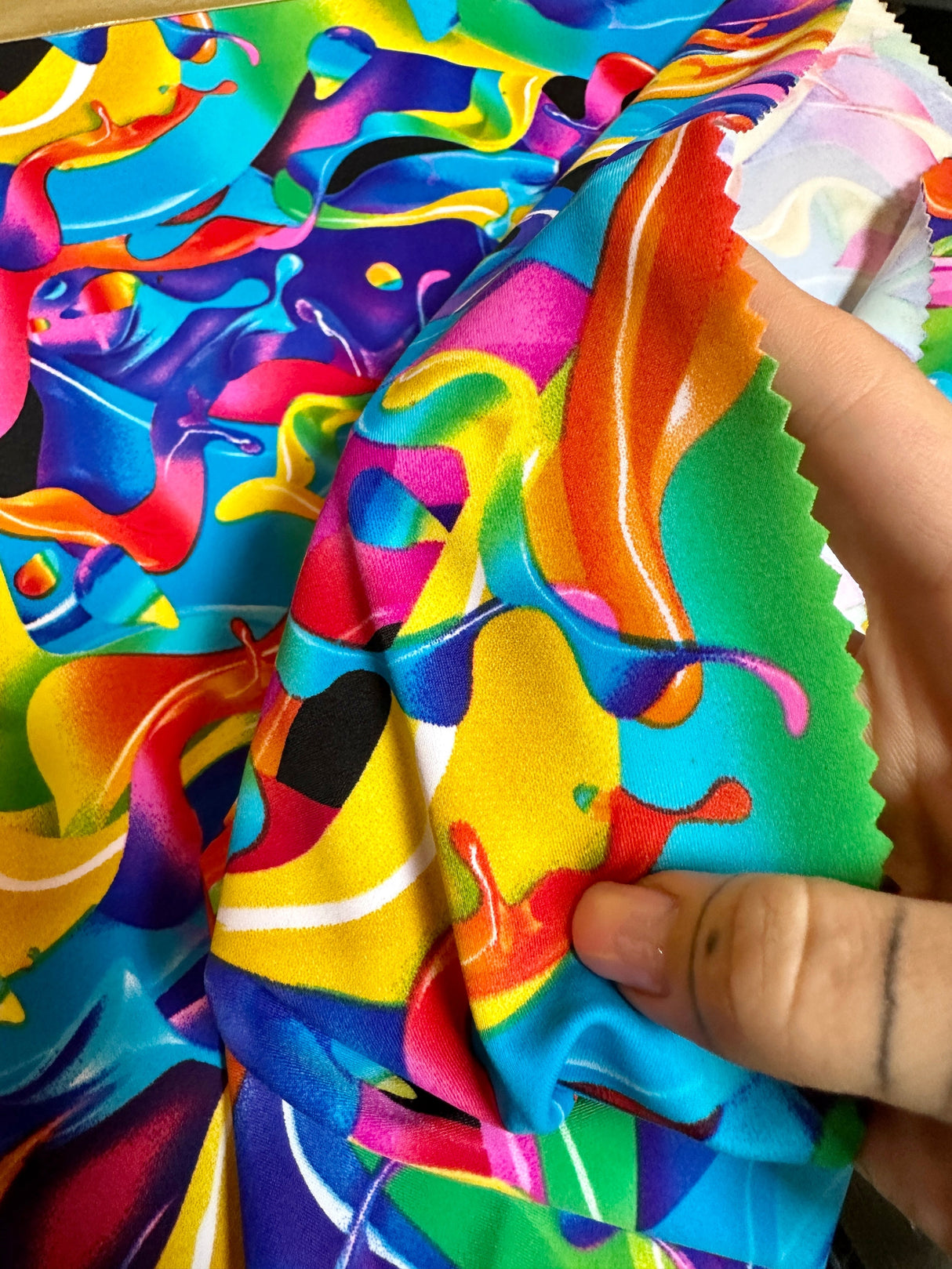 Printed Nylon Spandex Multicolor Abstract