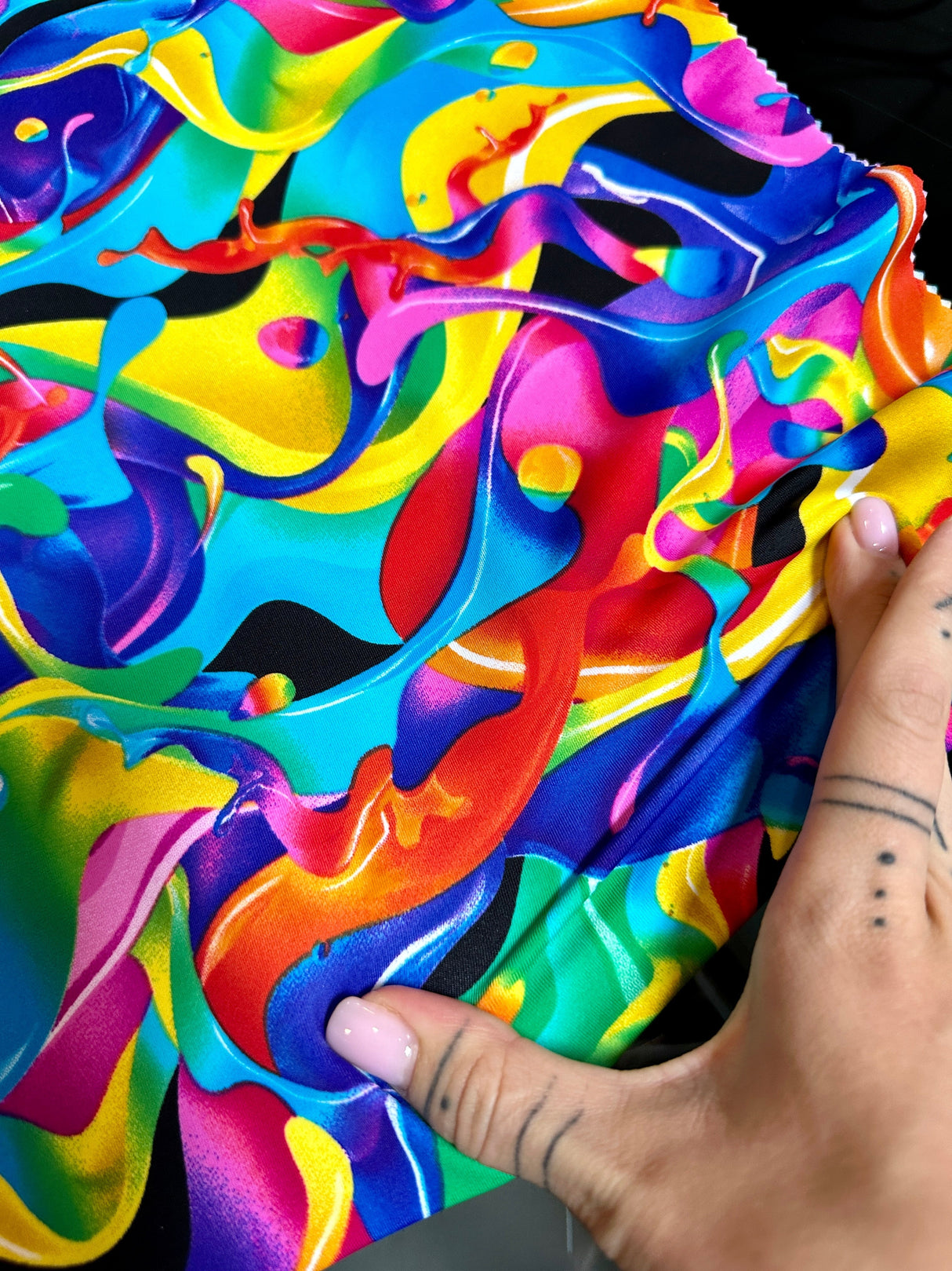 Printed Nylon Spandex Multicolor Abstract