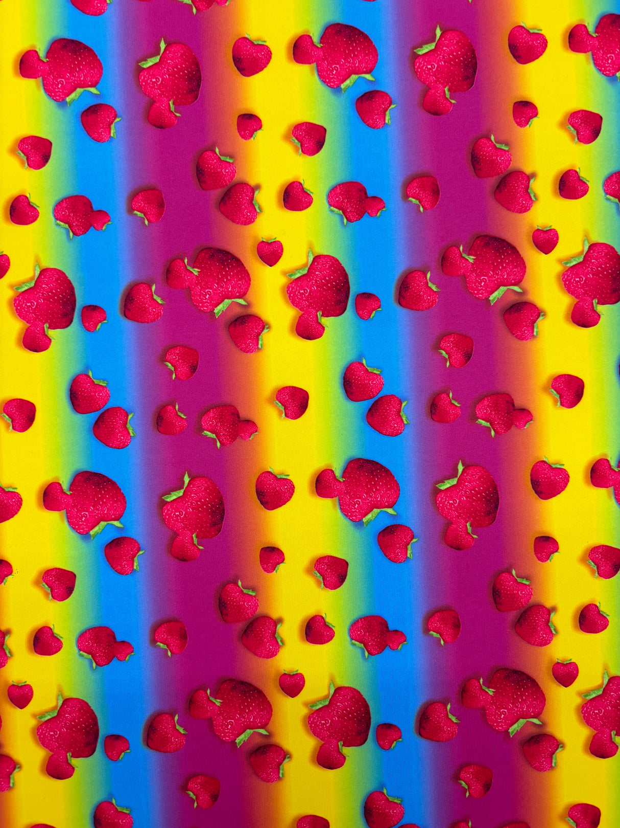 Strawberry Rainbow Polyester Spandex Fabric - Printed, 58/60" Width (1 Yard)