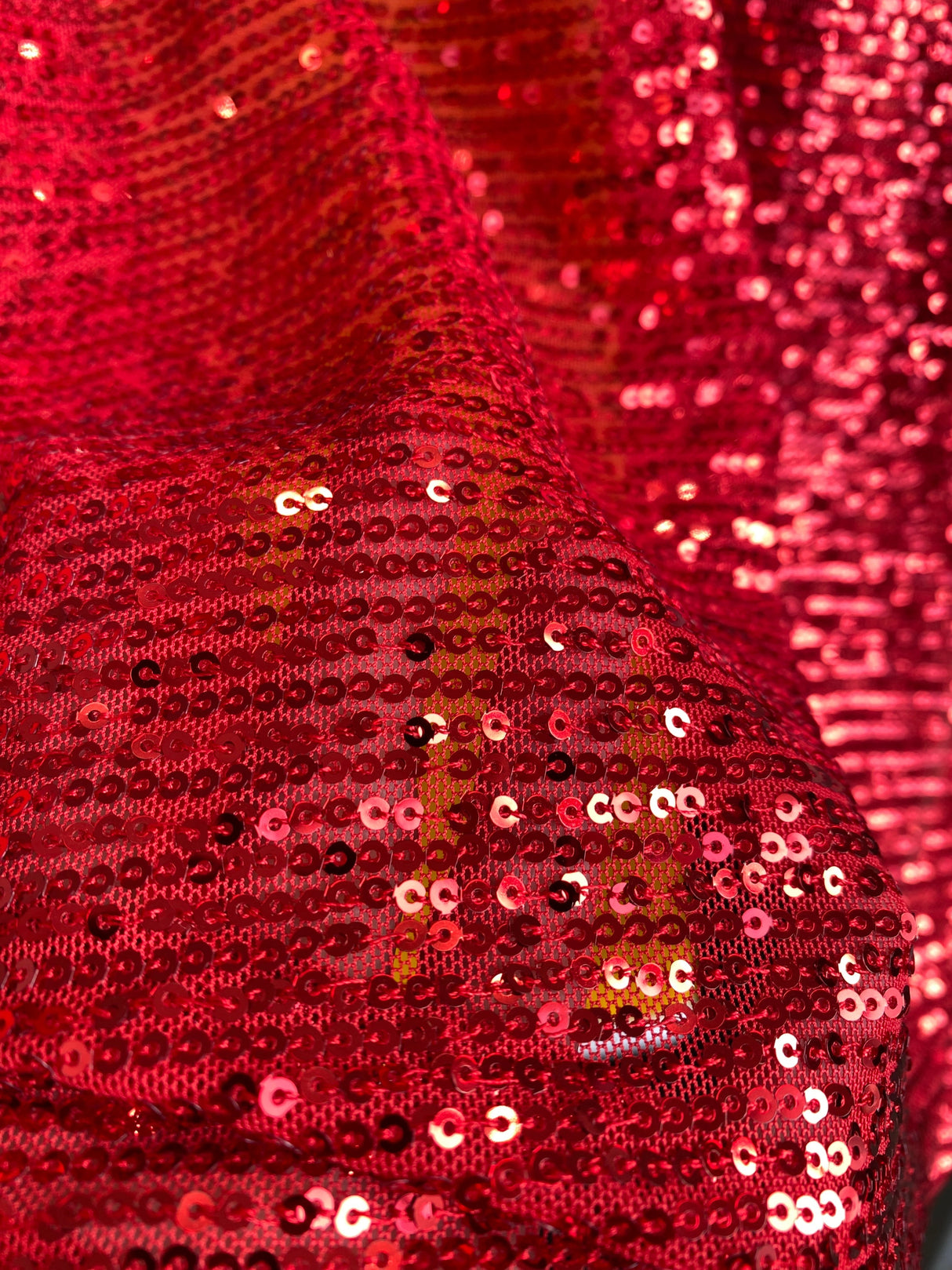 Stretch Sequin Mesh Red Striped
