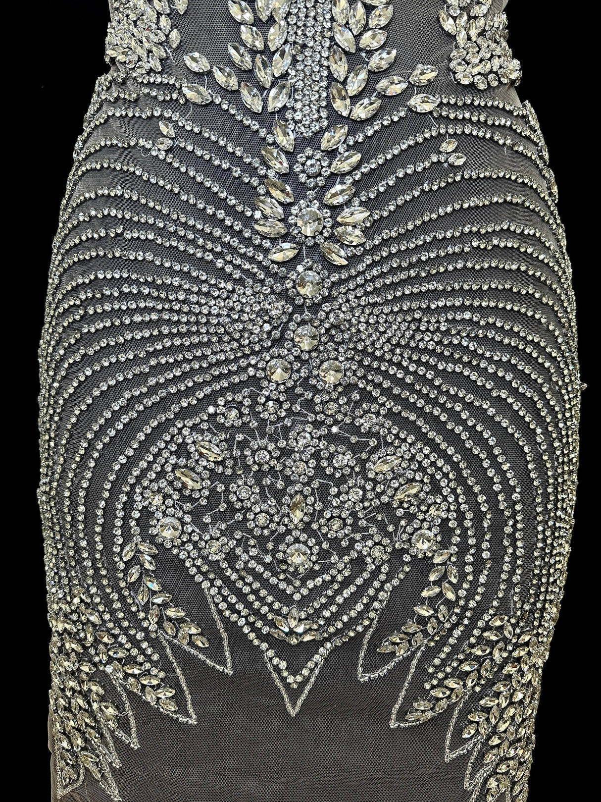 Silver Rhinestone Bodice Applique